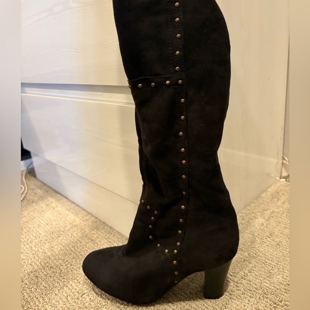 Dots Black Studded Boots